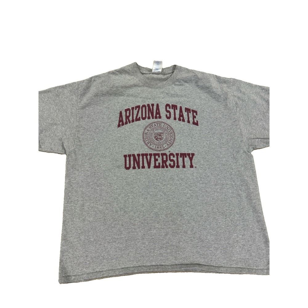 Arizona State University ASU Gray T-Shirt 2XL Gildan Heavy Cotton Maroon Graphic